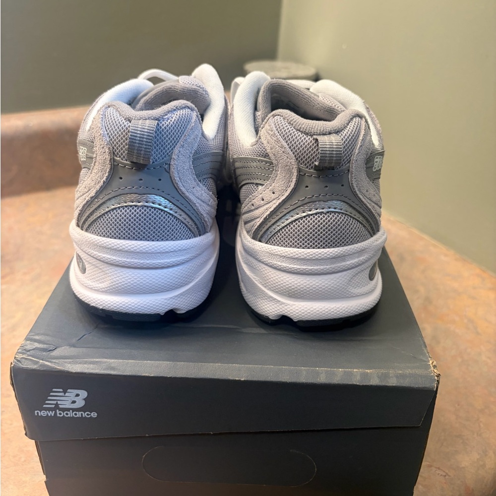 New Balance 530 Gray Athletic Mesh & Suede Sneakers - Picture 3 of 6